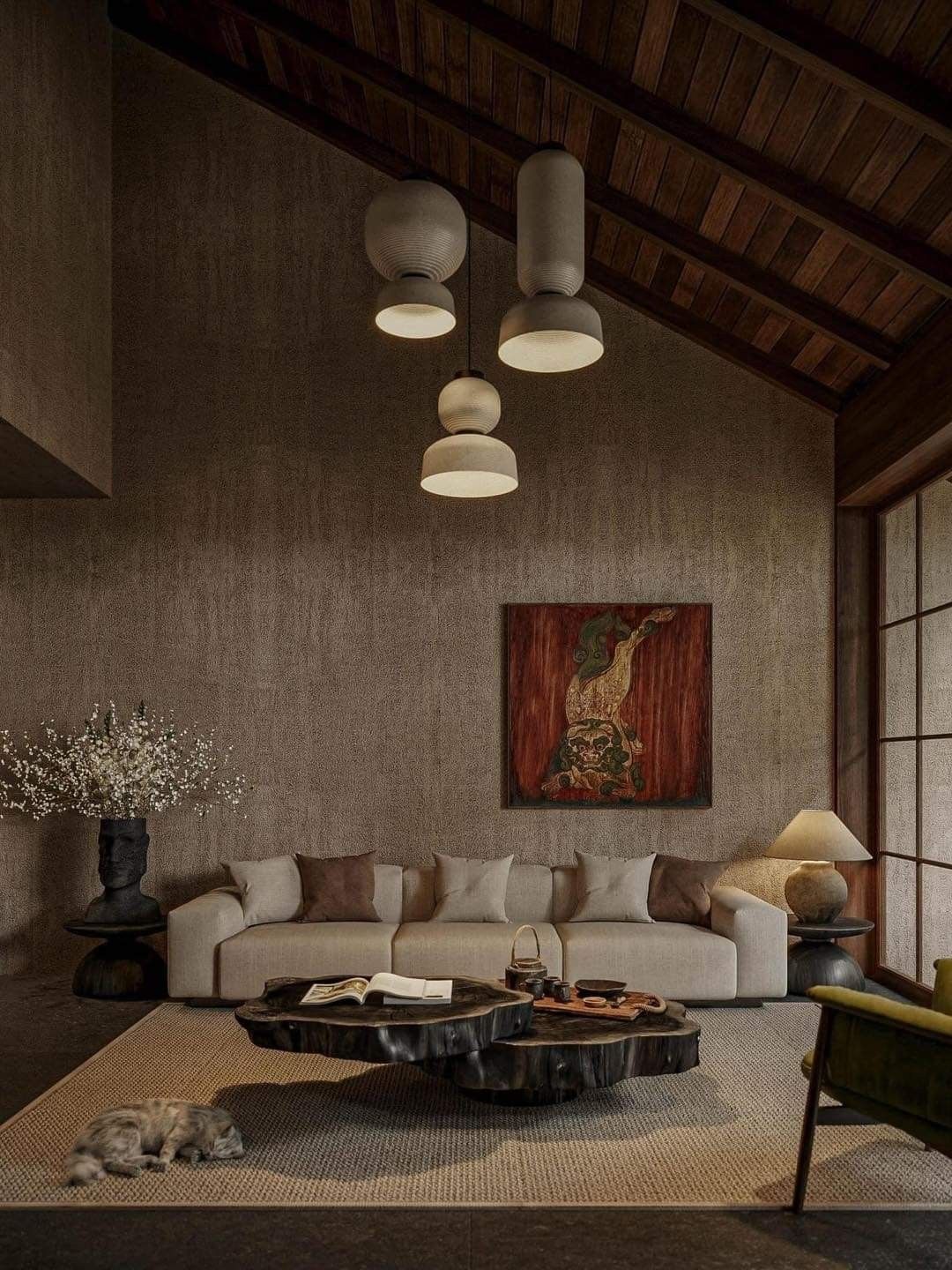 10 Mẫu Phòng Khách Wabi Sabi Đẹp Nhất Tết 2026