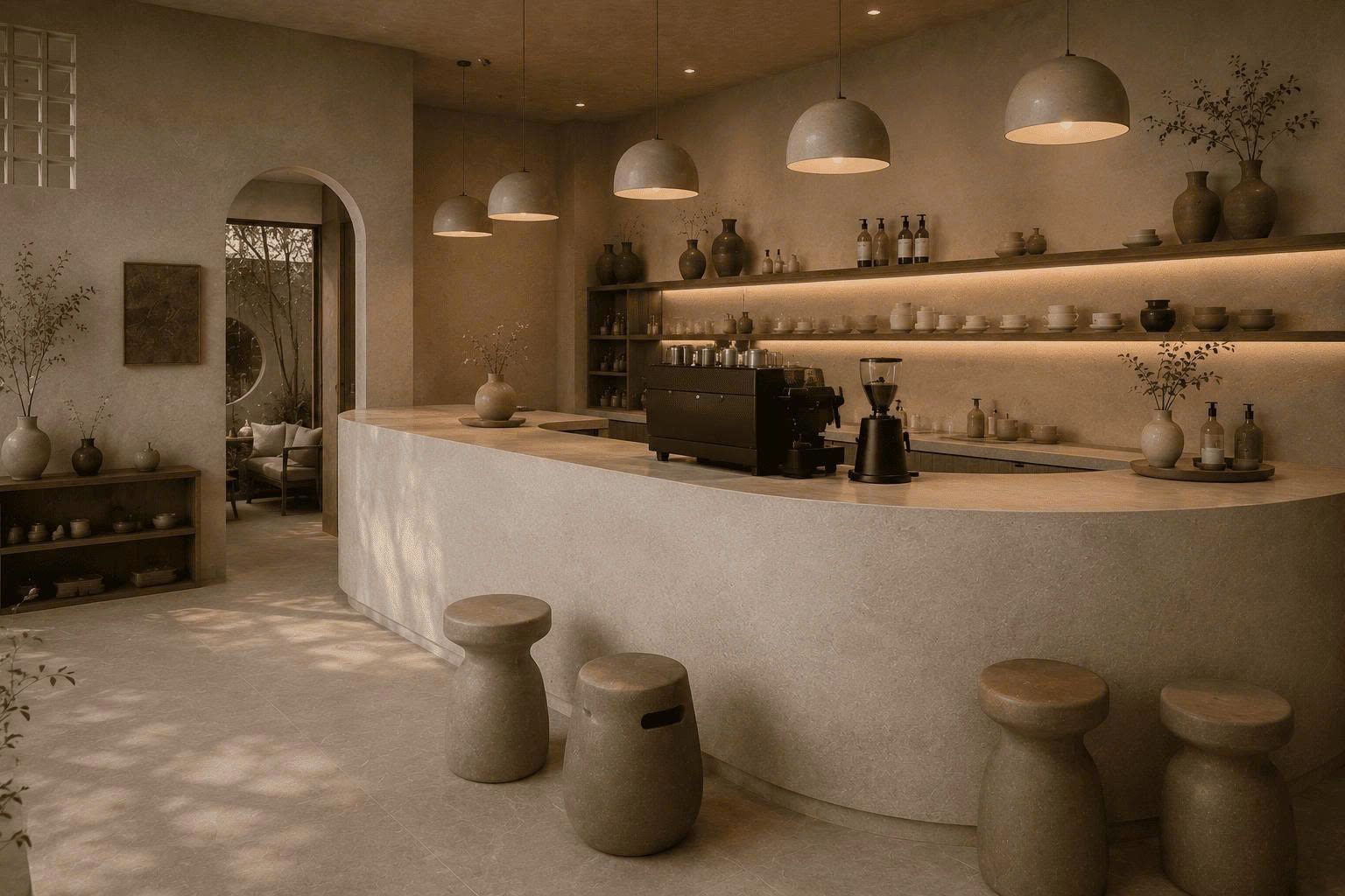 Nội thất cafe Hà Nội 2026: Đột phá doanh thu với làn sóng Wabi-Sabi chữa lành