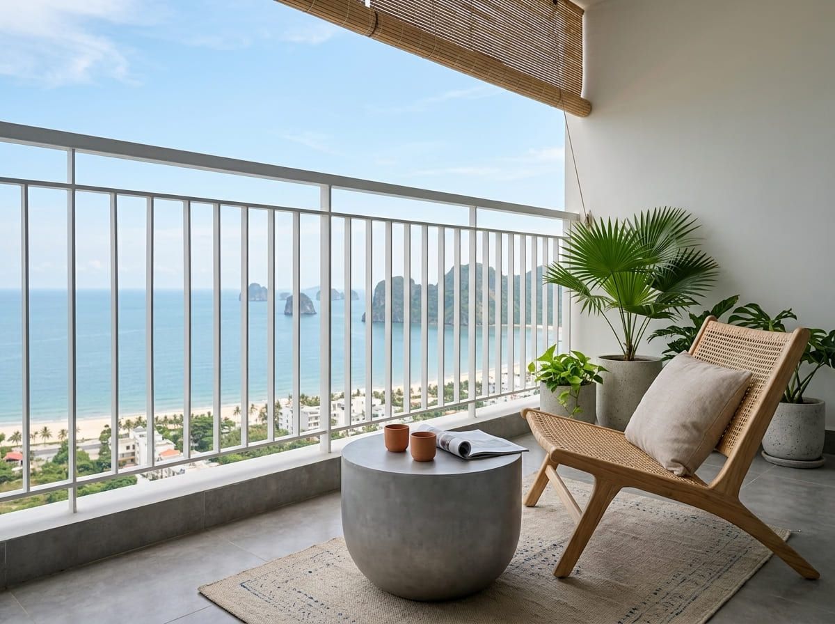 Decor ban công chung cư nhỏ chuẩn phong cách Coastal Việt: Chỉ cần 2m² và 2 món đồ