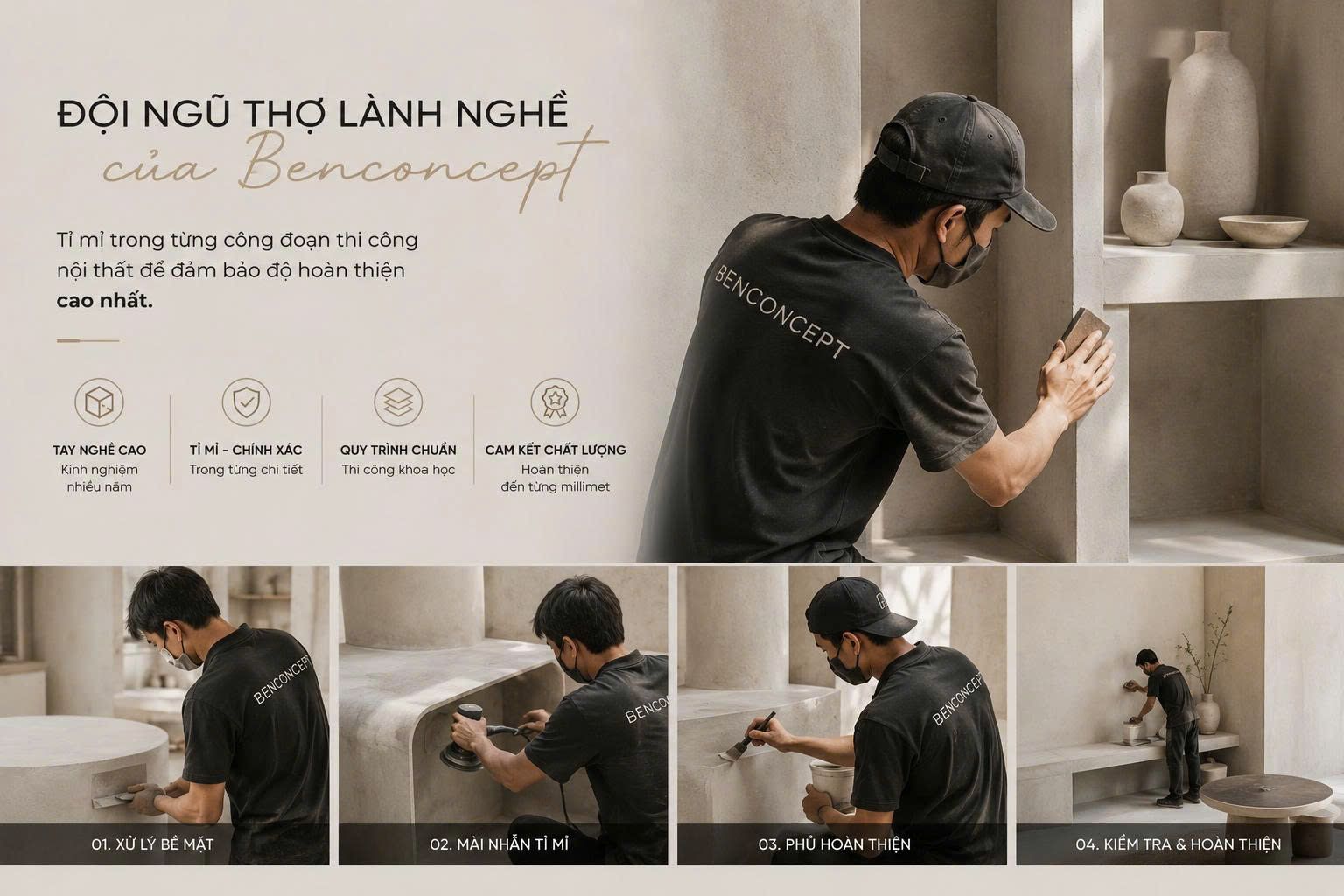 Thi Công Nội Thất Trọn Gói: Đưa Ý Tưởng Thô Mộc Ra Đời Thực Chuẩn 98% So Với 3D