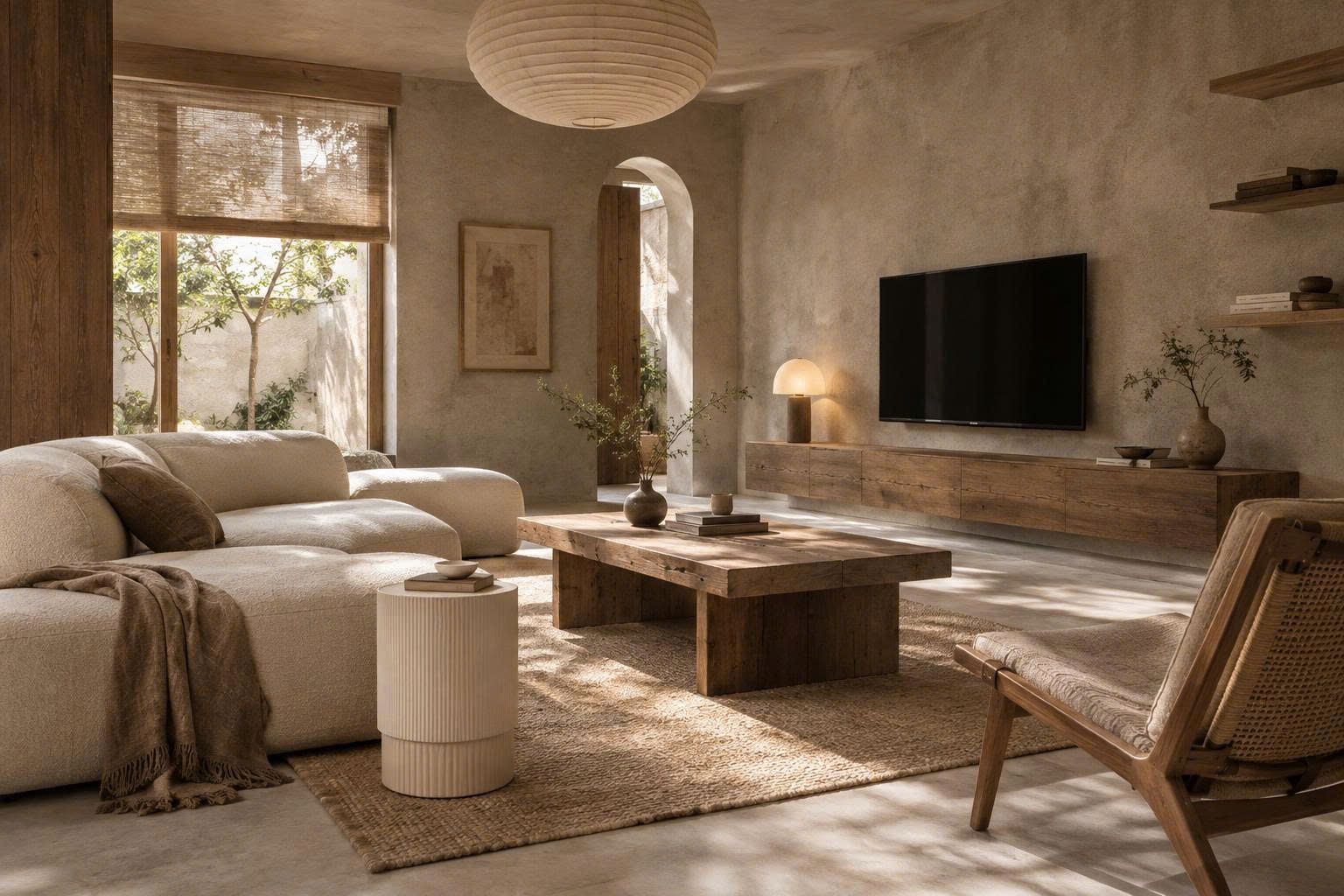 5 Ý Tưởng Thiết Kế Nội Thất Phòng Khách Wabi-Sabi Đón Mùa Giao Thoa Tràn Đầy Hơi Ấm