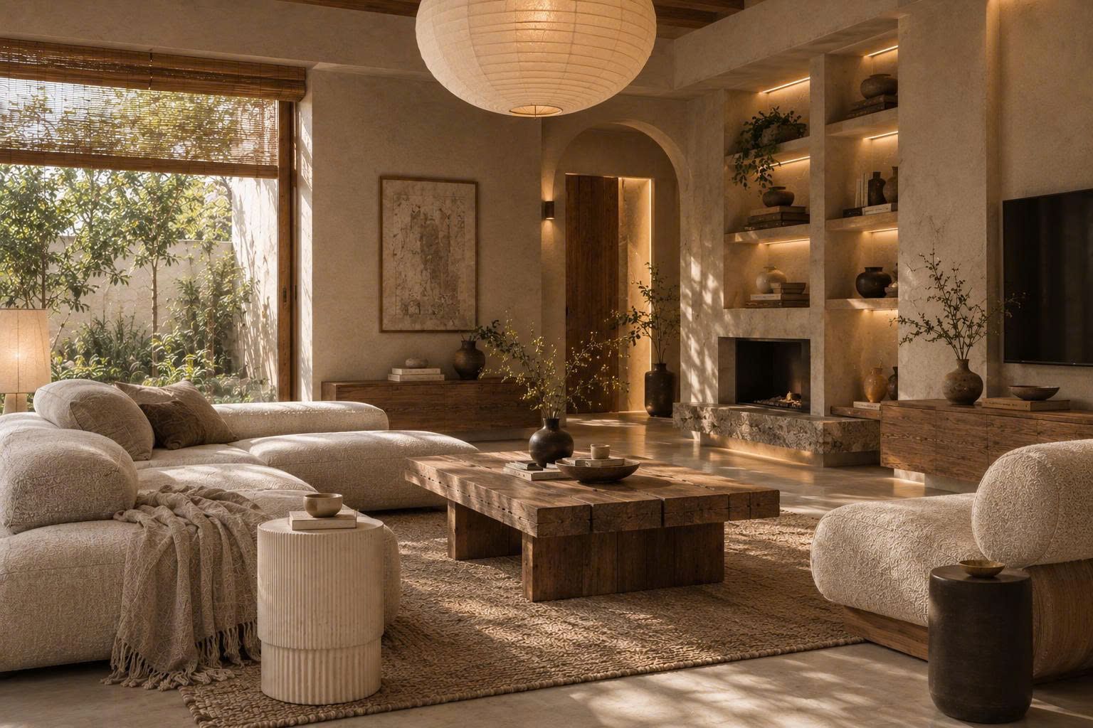 5 Ý Tưởng Thiết Kế Nội Thất Phòng Khách Wabi-Sabi Đón Mùa Giao Thoa Tràn Đầy Hơi Ấm